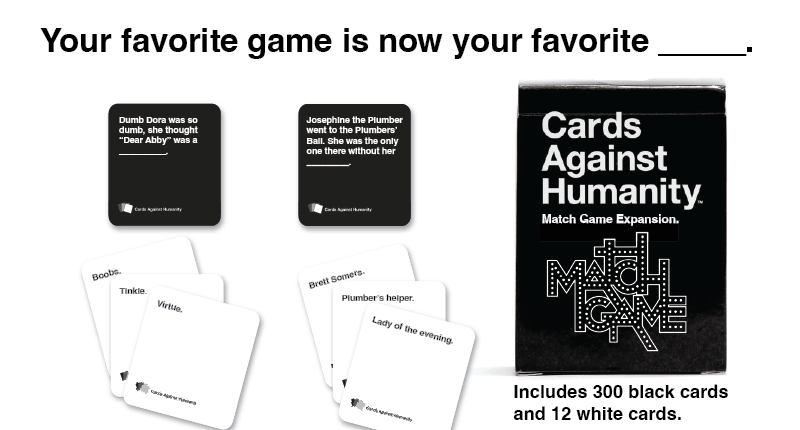 Detail of Cards Against Humanity parody ad