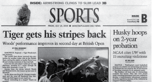 Detail of Sports page from Moscow-Pullman Daily News
